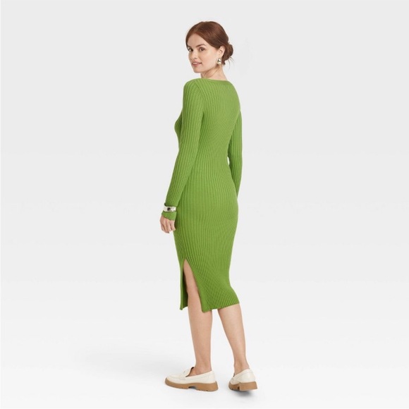 NWT Women's Long Sleeve Sweater Dress - A New Day Green M - Picture 3 of 5